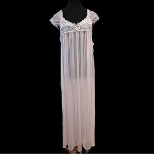 Miss Elaine Vintage Blush Pink Lace Chemise Nightgown Size Medium